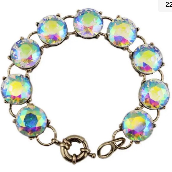 Royal blue crystal sparkly link bracelet gold tone bling - Picture 6 of 11